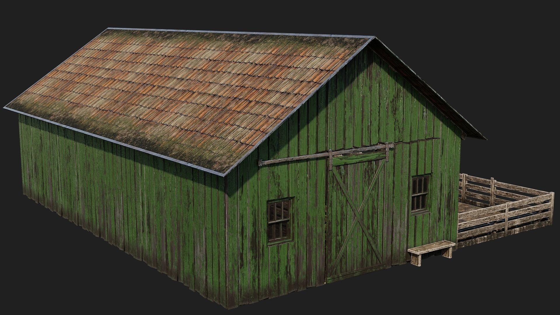 33-34-35-36 - Farm Buildings 4K PBR GameReady Low-poly 3D model_24