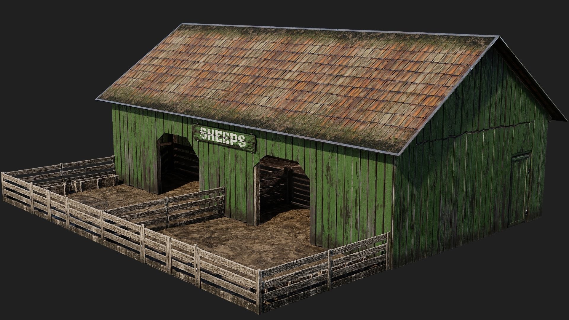 33-34-35-36 - Farm Buildings 4K PBR GameReady Low-poly 3D model_30