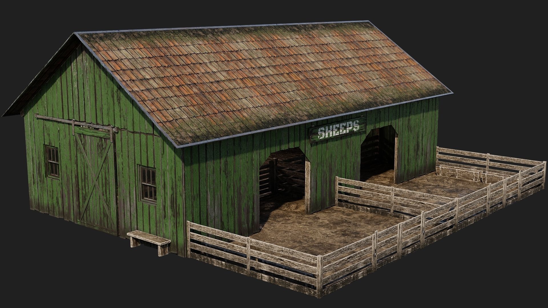 33-34-35-36 - Farm Buildings 4K PBR GameReady Low-poly 3D model_29