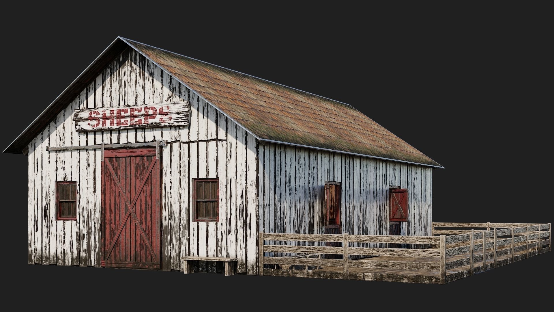 33-34-35-36 - Farm Buildings 4K PBR GameReady Low-poly 3D model_1