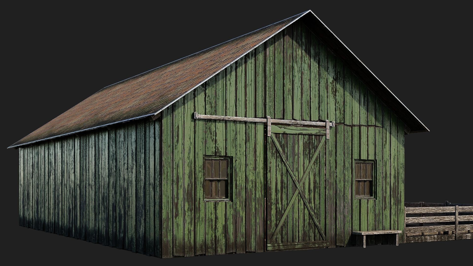 33-34-35-36 - Farm Buildings 4K PBR GameReady Low-poly 3D model_27