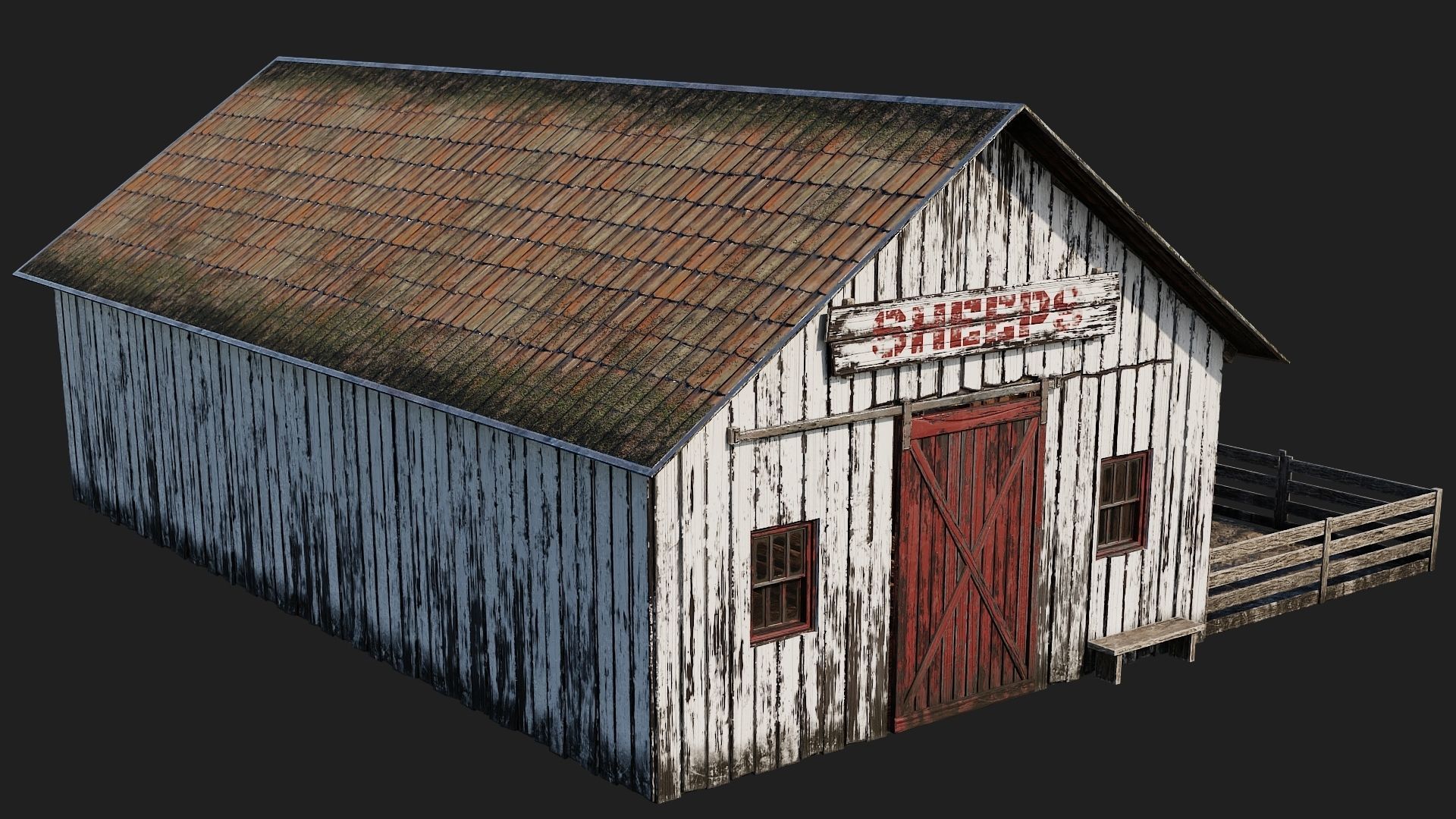 33-34-35-36 - Farm Buildings 4K PBR GameReady Low-poly 3D model_7