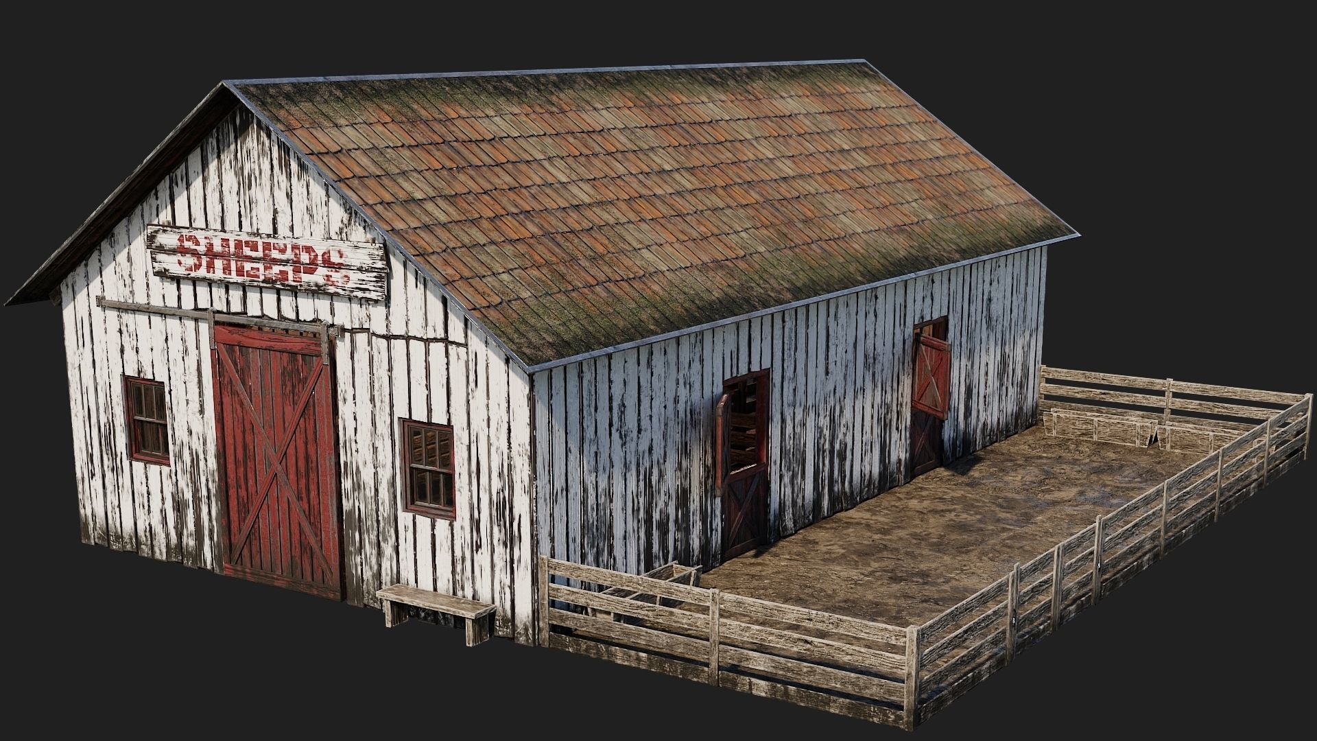 33-34-35-36 - Farm Buildings 4K PBR GameReady Low-poly 3D model_12