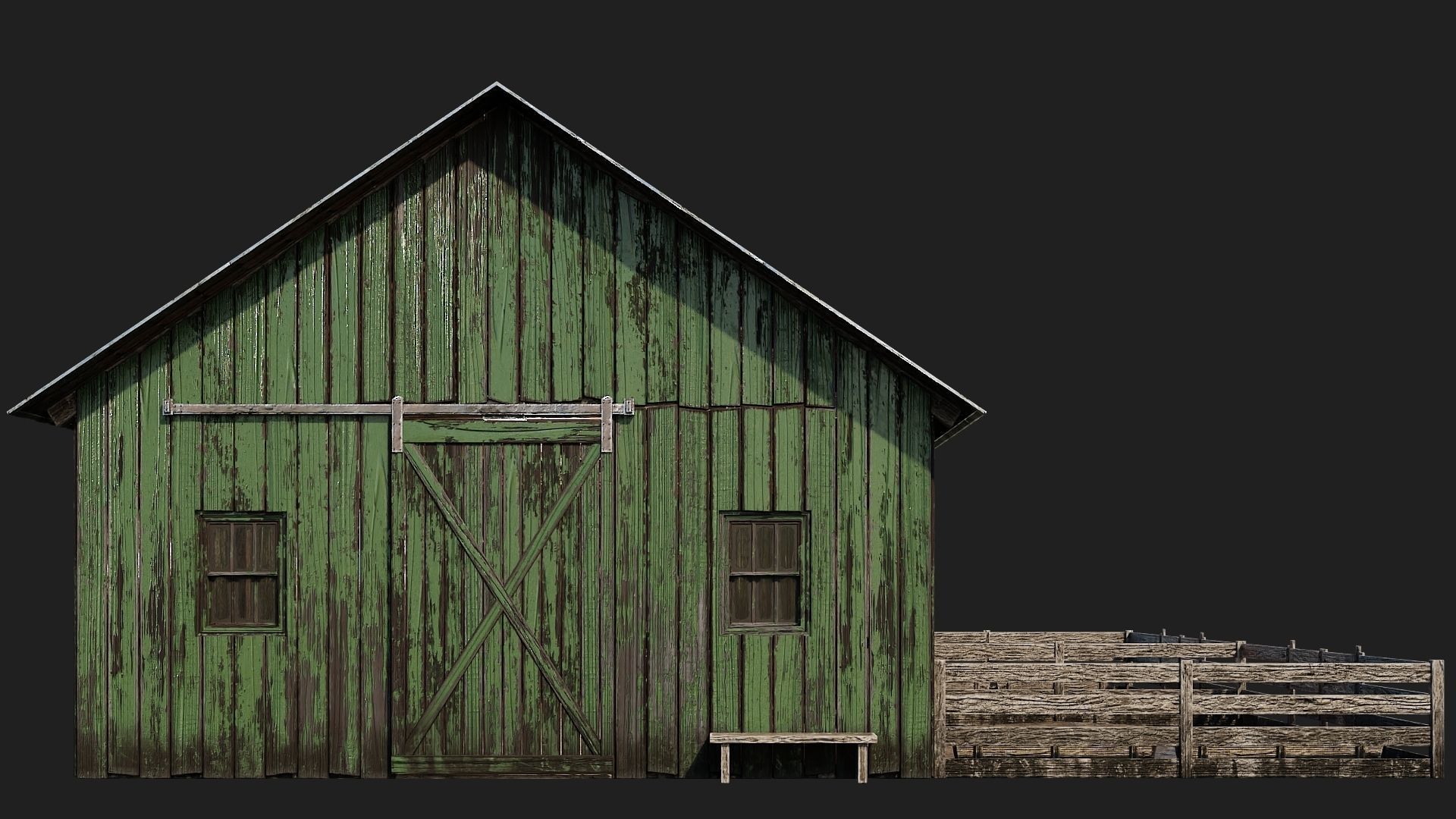 33-34-35-36 - Farm Buildings 4K PBR GameReady Low-poly 3D model_28
