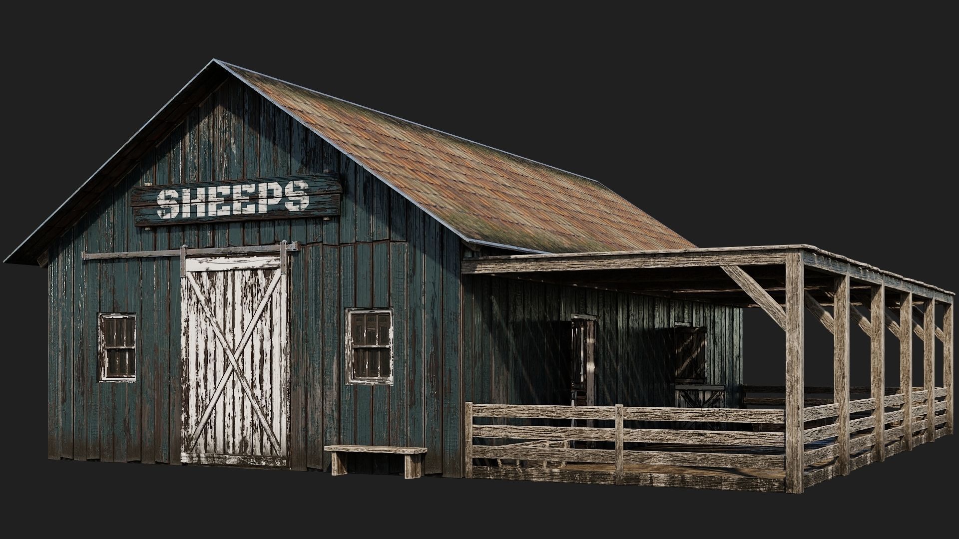 33-34-35-36 - Farm Buildings 4K PBR GameReady Low-poly 3D model_4