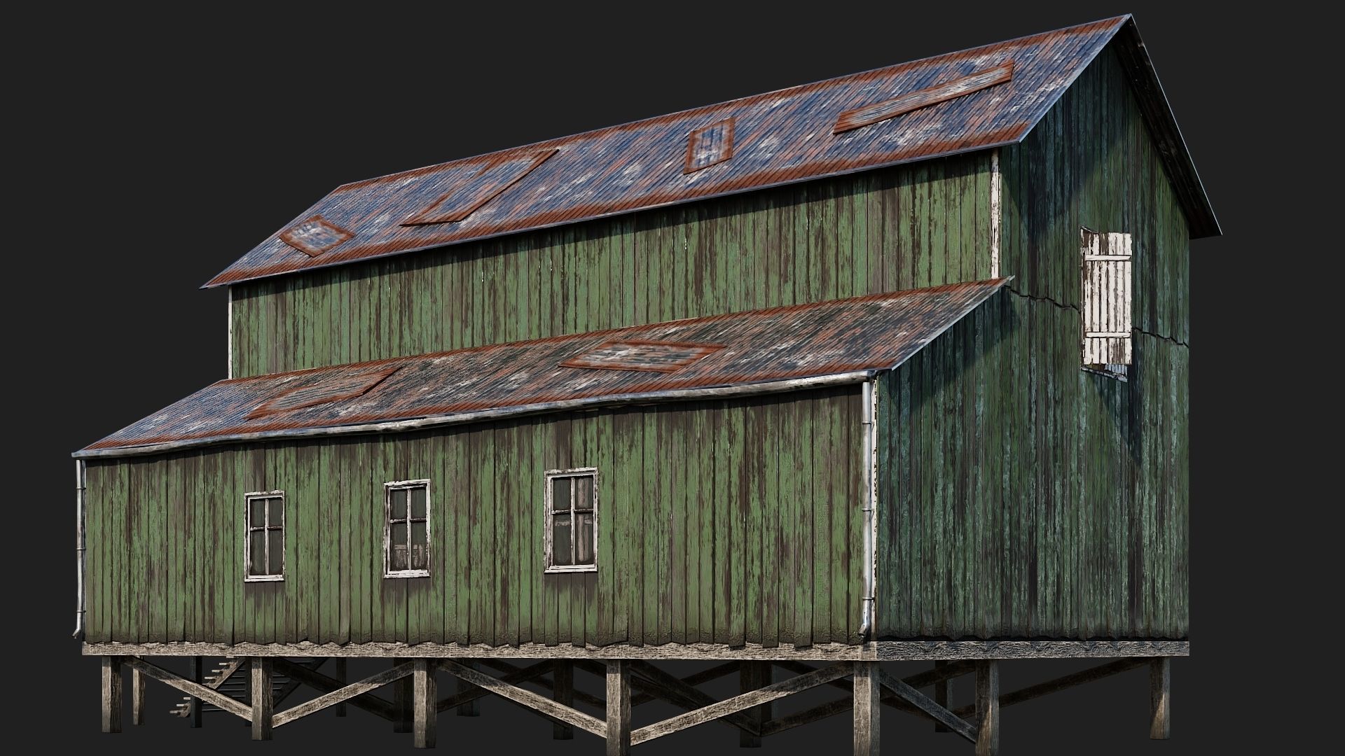 37-38-39-40 - Farm Buildings 4K PBR GameReady Low-poly 3D model_16