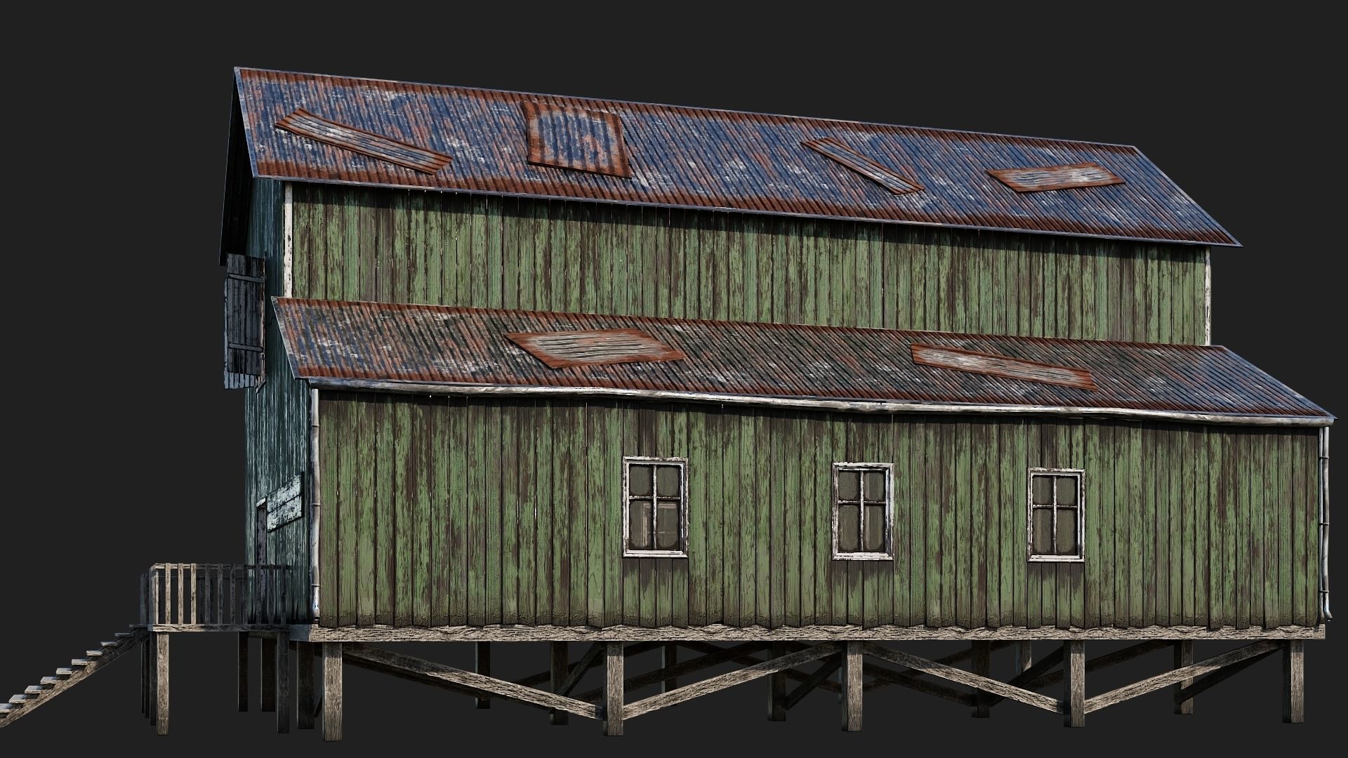 37-38-39-40 - Farm Buildings 4K PBR GameReady Low-poly 3D model_19