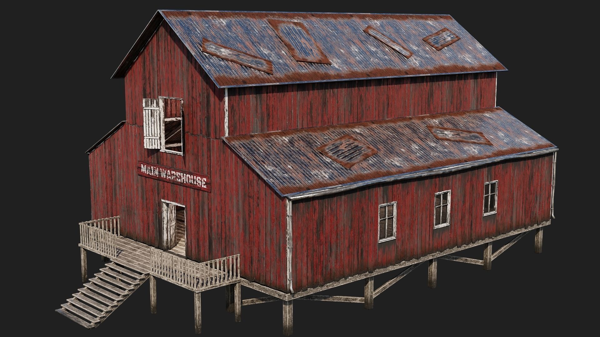 37-38-39-40 - Farm Buildings 4K PBR GameReady Low-poly 3D model_12