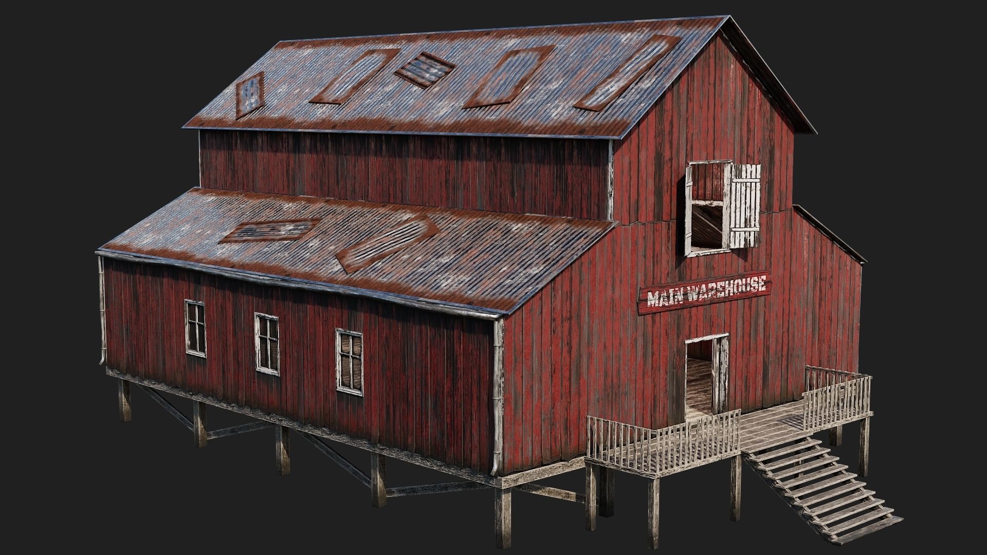 37-38-39-40 - Farm Buildings 4K PBR GameReady Low-poly 3D model_11
