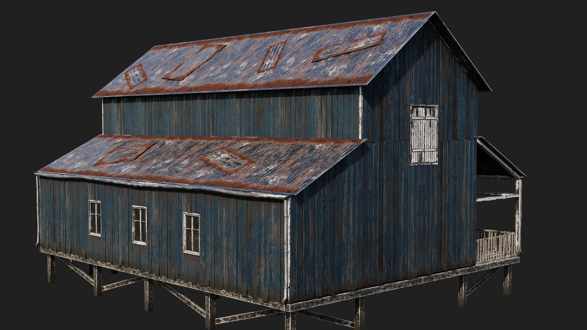37-38-39-40 - Farm Buildings 4K PBR GameReady Low-poly 3D model_31