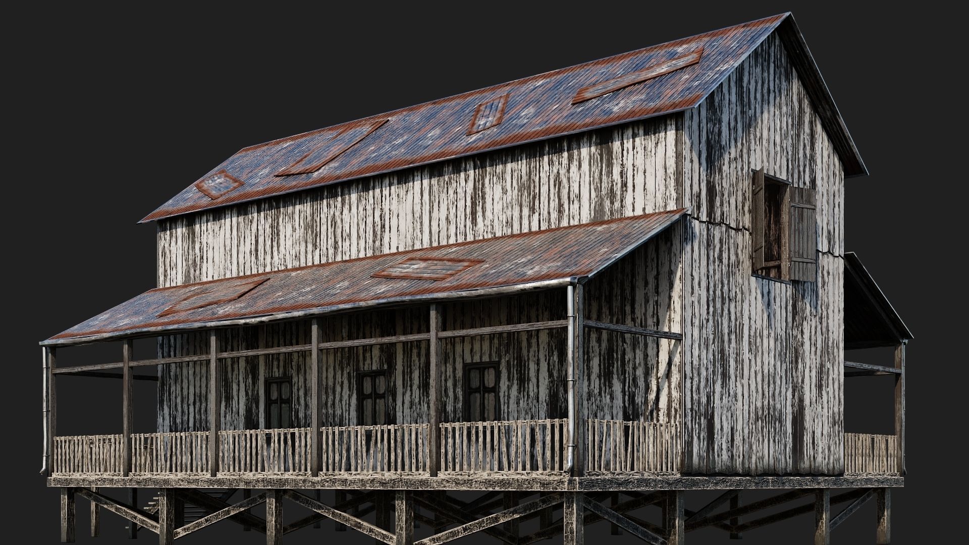 37-38-39-40 - Farm Buildings 4K PBR GameReady Low-poly 3D model_34