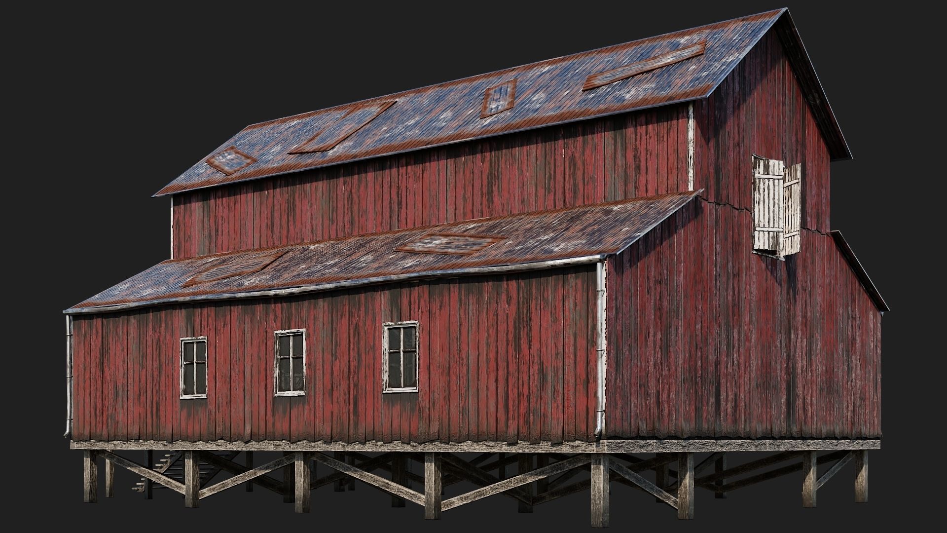37-38-39-40 - Farm Buildings 4K PBR GameReady Low-poly 3D model_8