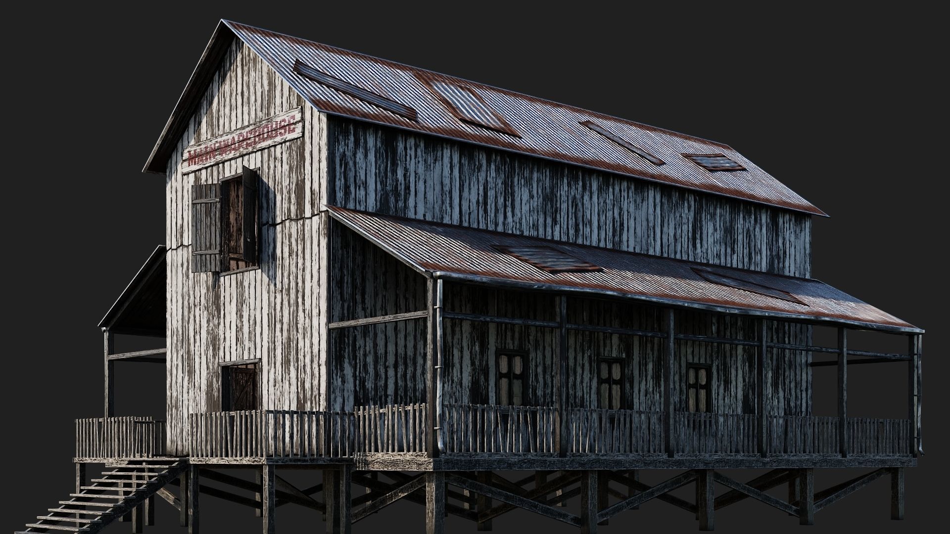 37-38-39-40 - Farm Buildings 4K PBR GameReady Low-poly 3D model_33