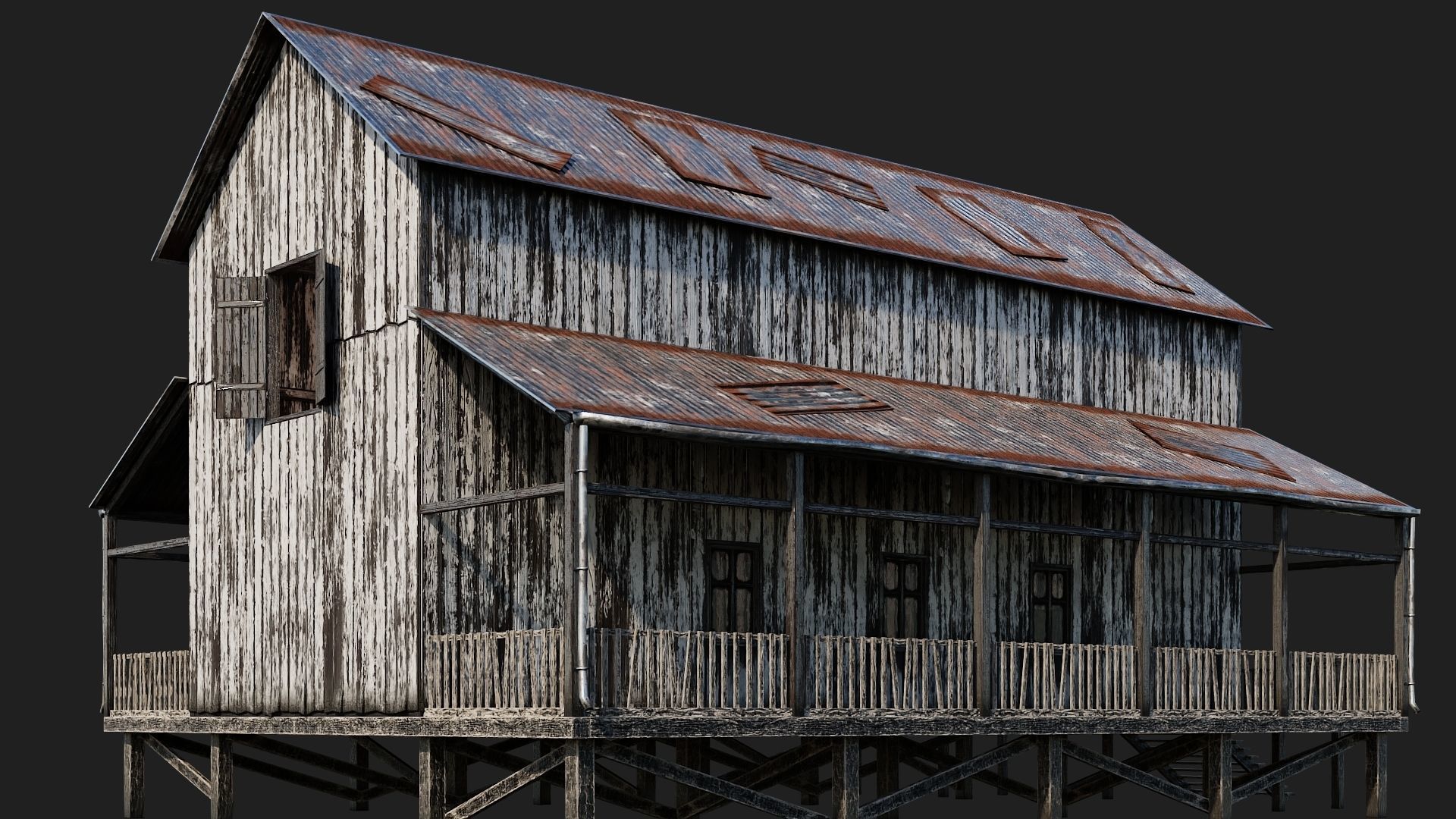 37-38-39-40 - Farm Buildings 4K PBR GameReady Low-poly 3D model_35