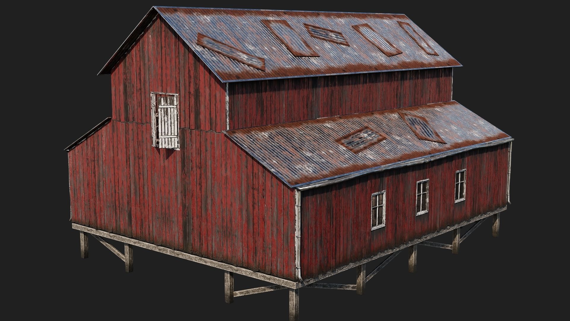 37-38-39-40 - Farm Buildings 4K PBR GameReady Low-poly 3D model_6