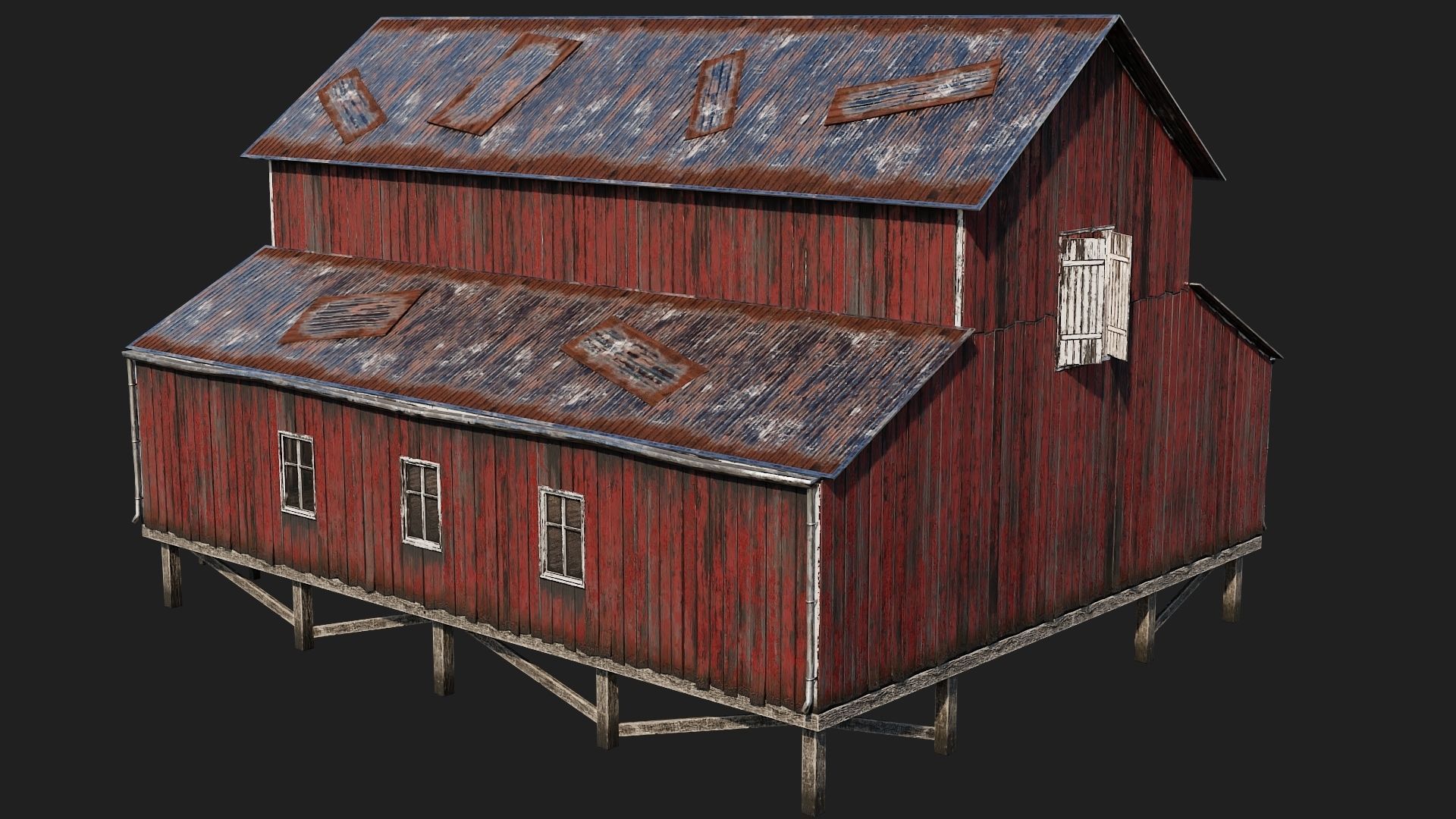 37-38-39-40 - Farm Buildings 4K PBR GameReady Low-poly 3D model_13