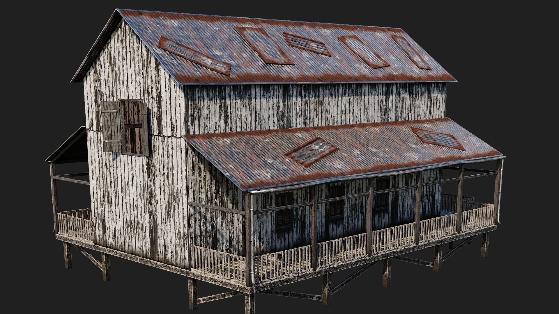 37-38-39-40 - Farm Buildings 4K PBR GameReady Low-poly 3D model_32