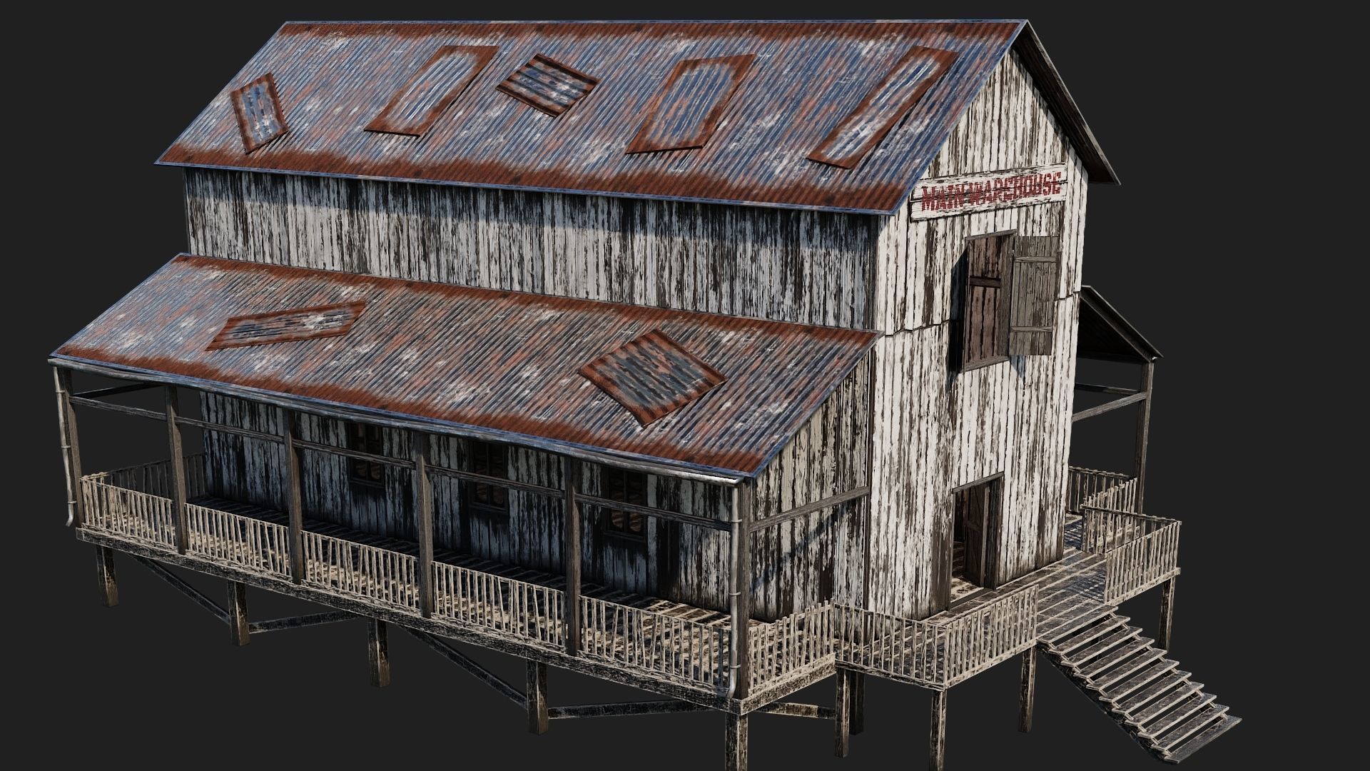 37-38-39-40 - Farm Buildings 4K PBR GameReady Low-poly 3D model_38