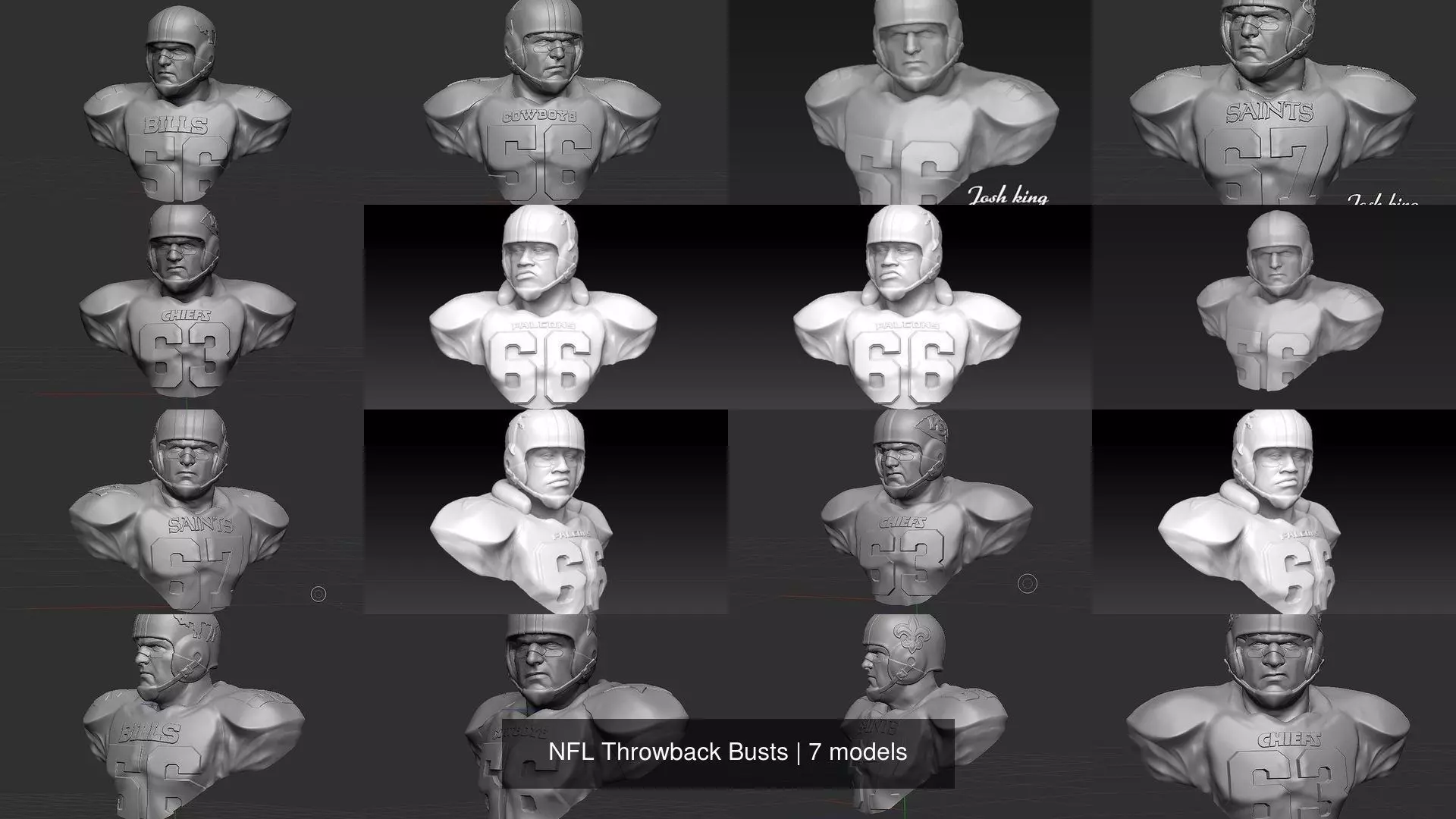 NFL Throwback Busts 3D Model Collection_0