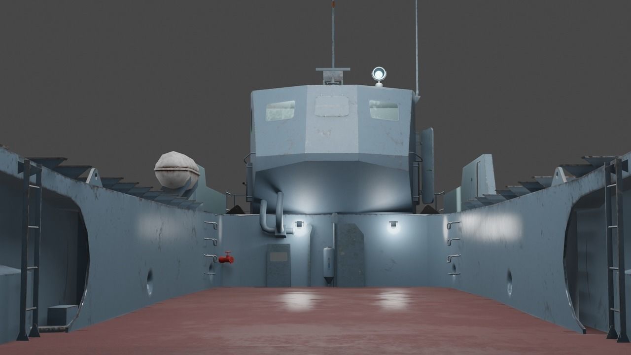 Desant ship Low-poly 3D model_1