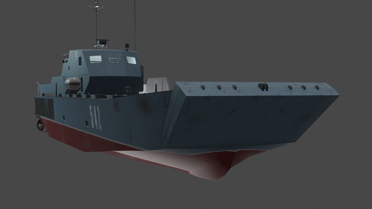 Desant ship Low-poly 3D model_8