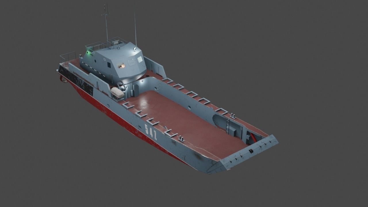 Desant ship Low-poly 3D model_9