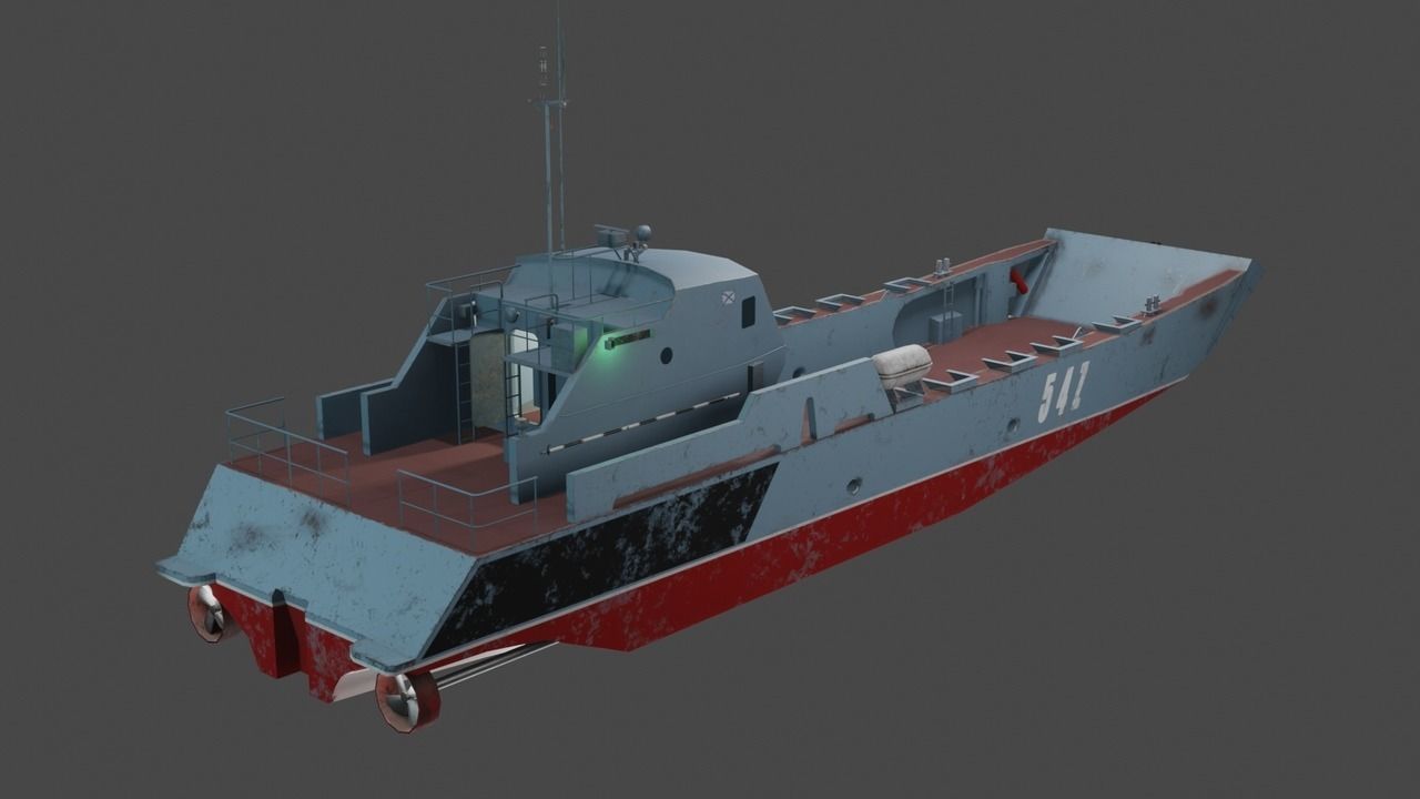 Desant ship Low-poly 3D model_2