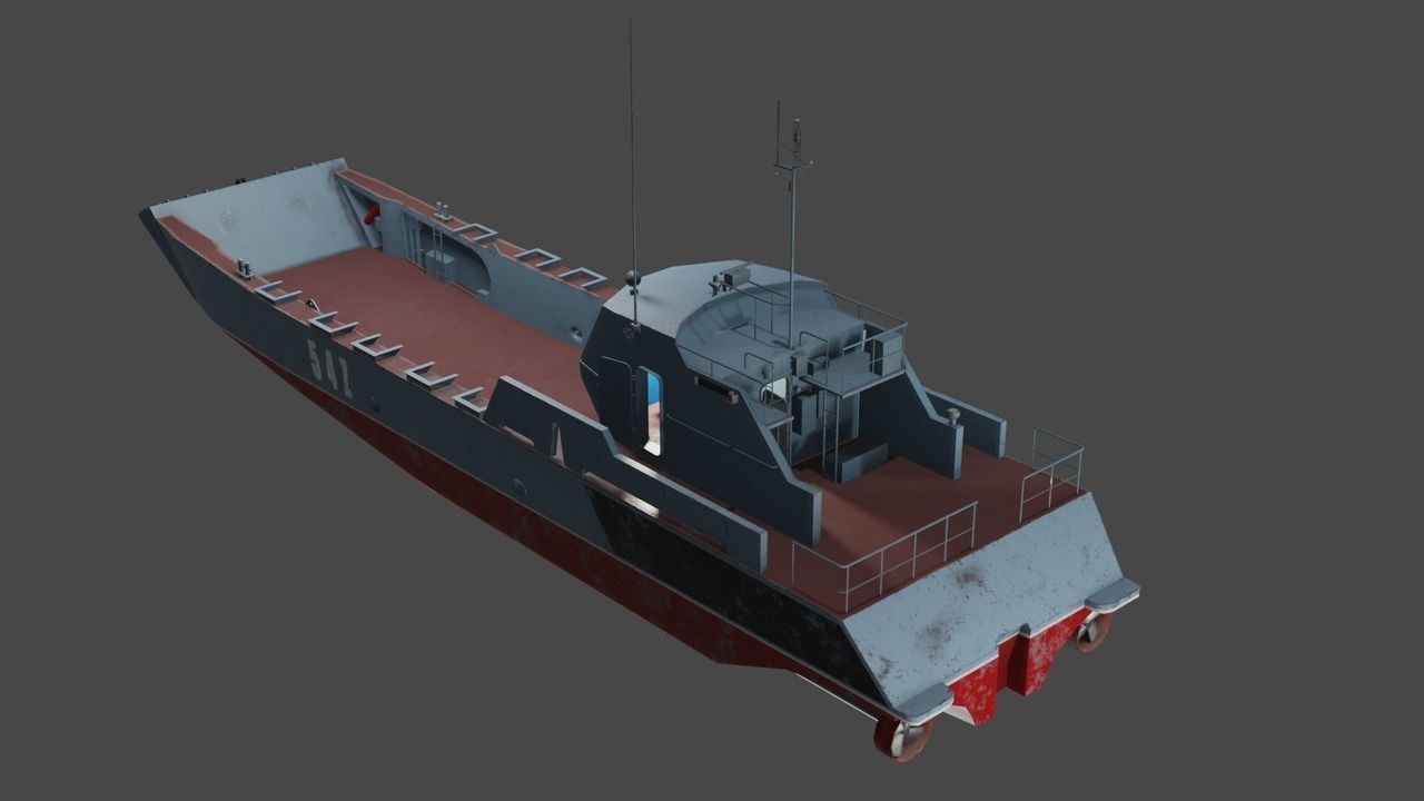 Desant ship Low-poly 3D model_6