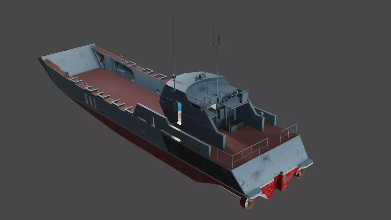 Desant ship Low-poly 3D model_0