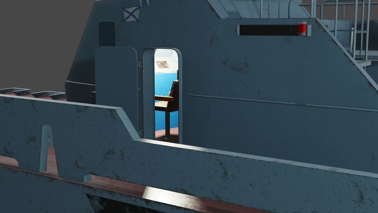 Desant ship Low-poly 3D model_4