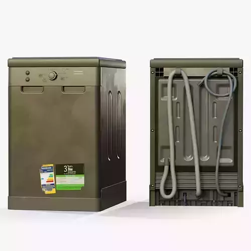Dishwasher game ready PBR metal box with wires Low-poly 3D model