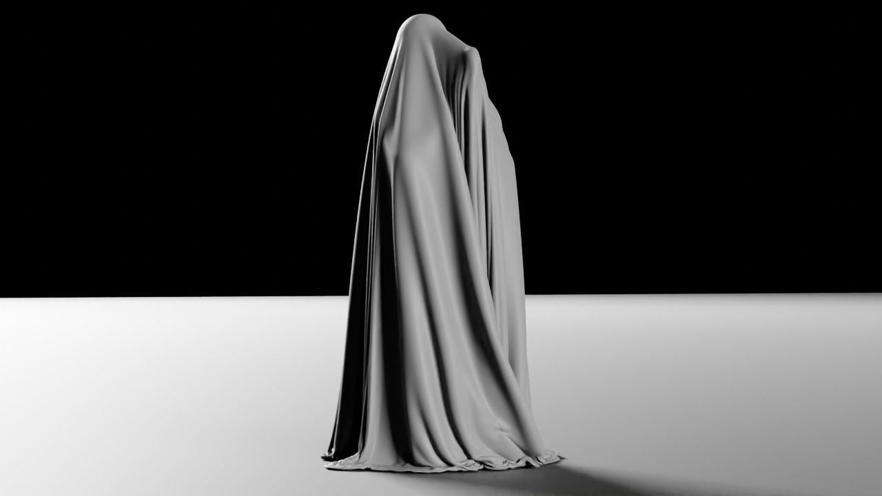 Praying draped in cloth 3D model_1