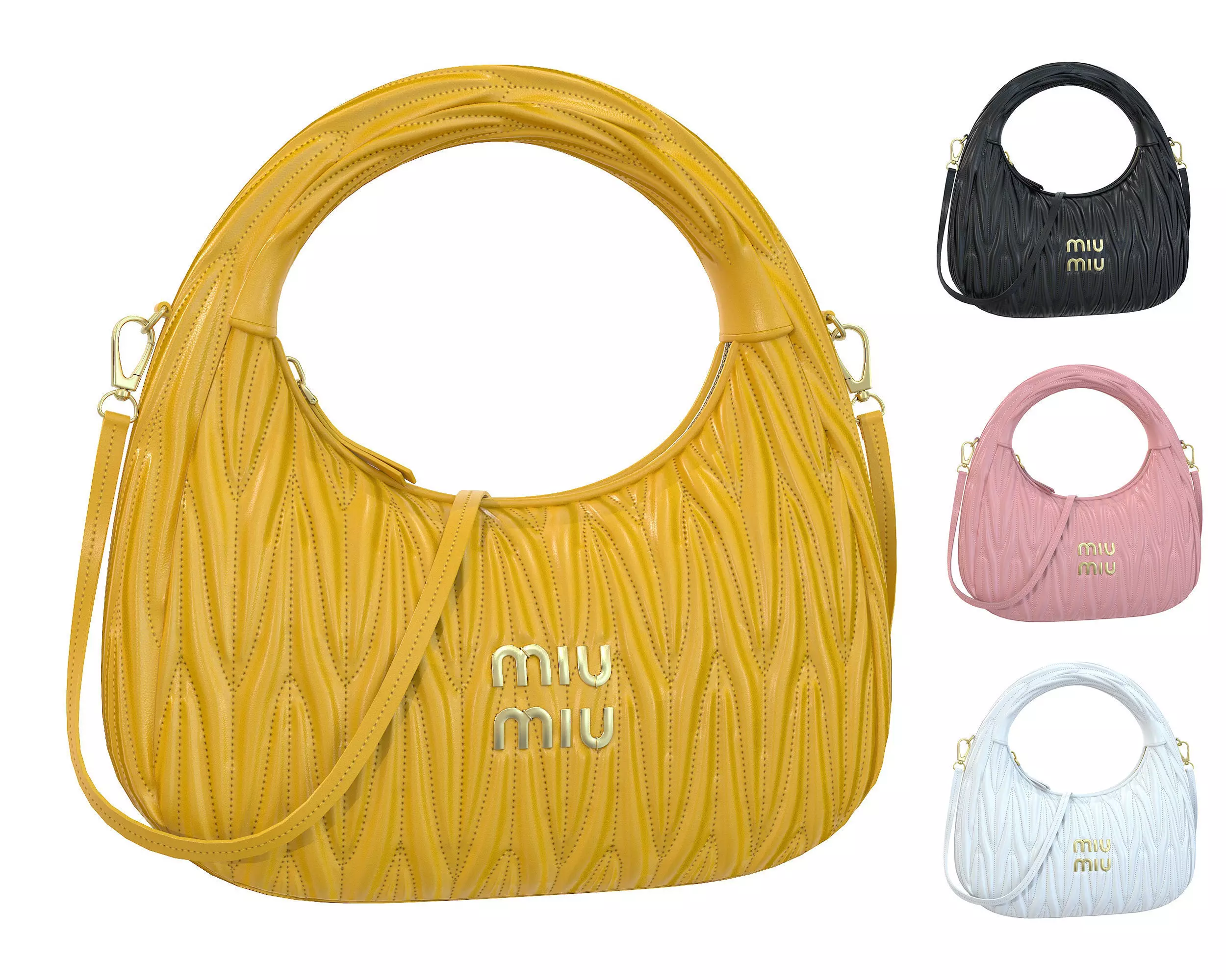 Miu Miu Wander Matelasse Hobo Bag Low-poly 3D model_0