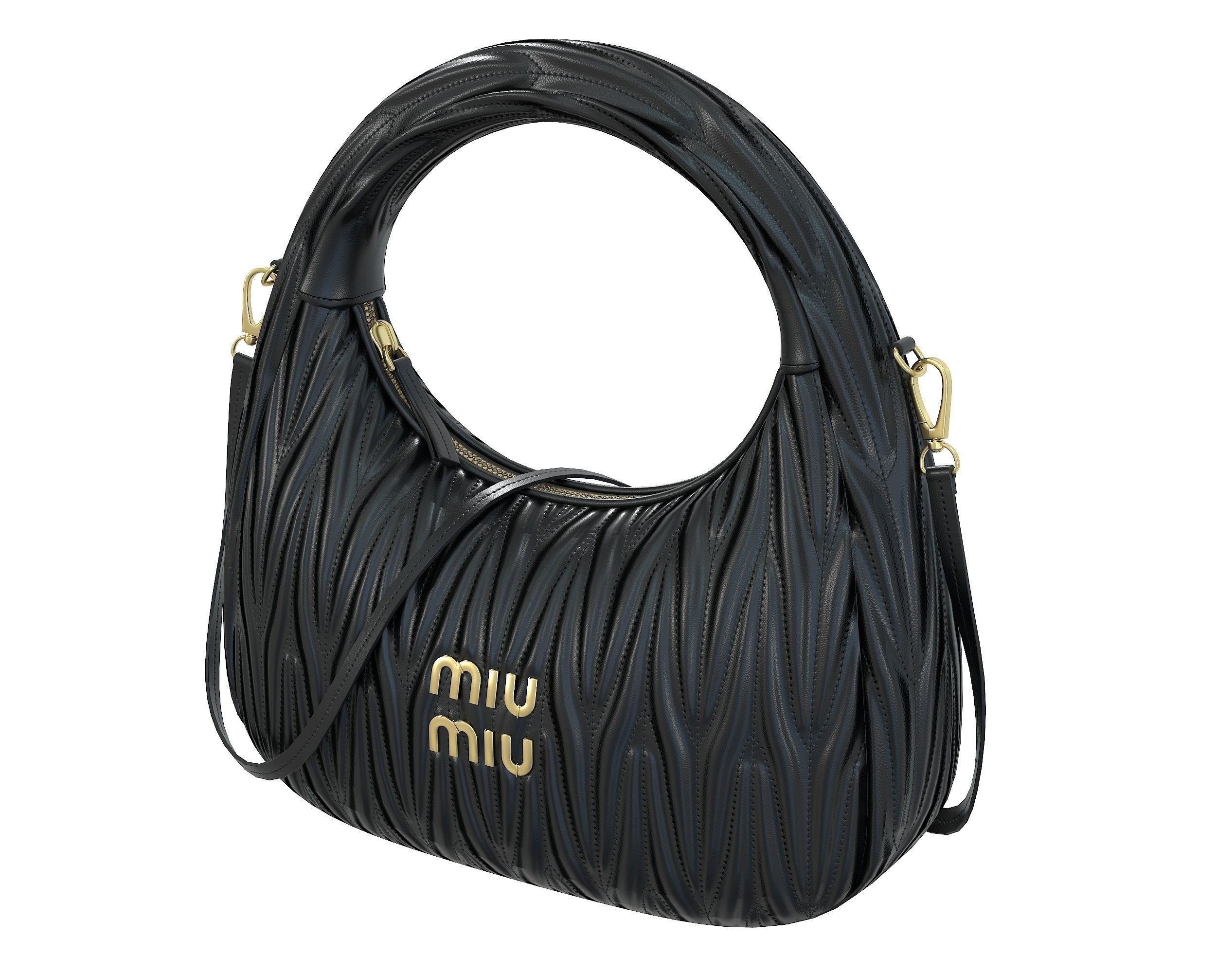 Miu Miu Wander Matelasse Hobo Bag Low-poly 3D model_2