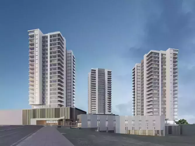Mixed Use building towers 3D model