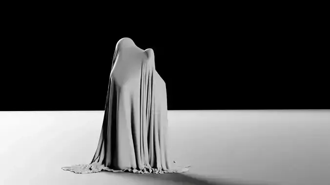 Praying kneeling draped in cloth