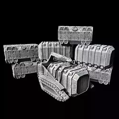 Armored Cargo Crates and Hauler Tabletop Terrain 3D print model