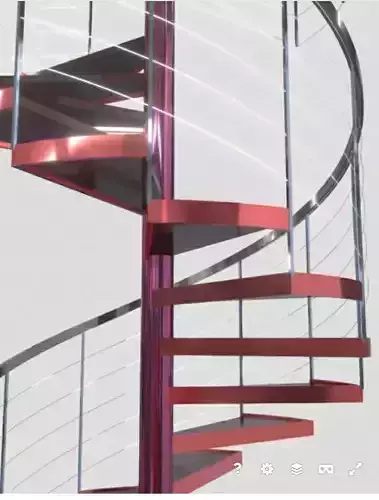 spiral stair cable railing 3D model