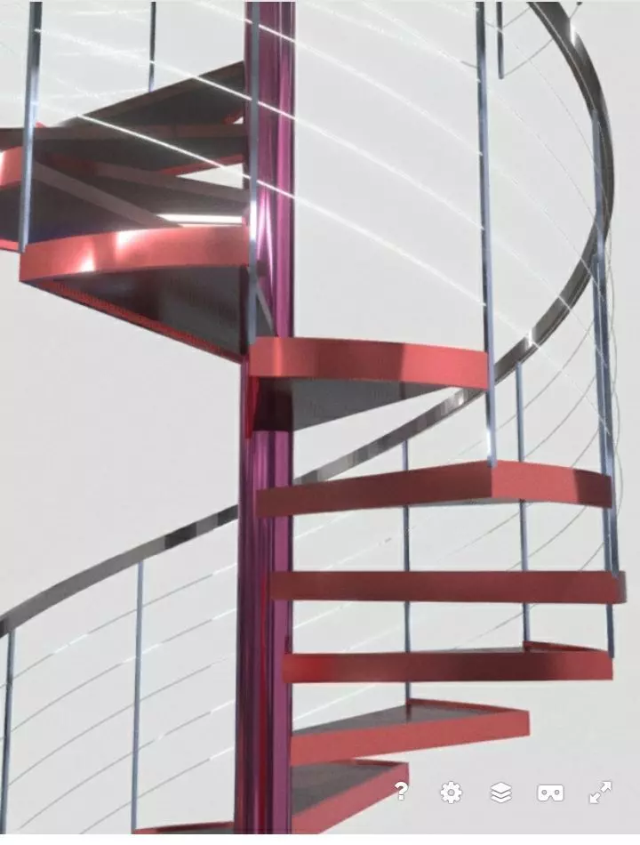 spiral stair cable railing 3D model_0