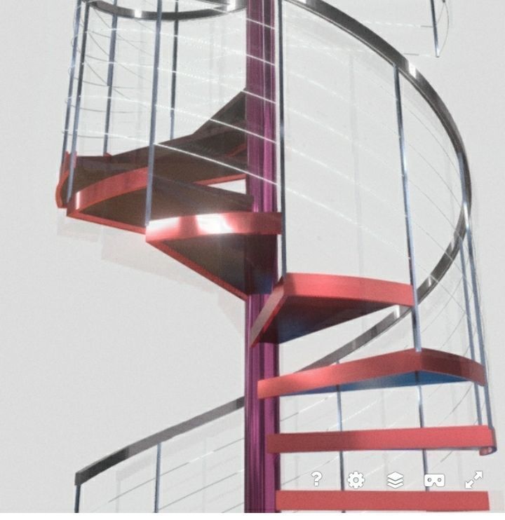 spiral stair cable railing 3D model_3