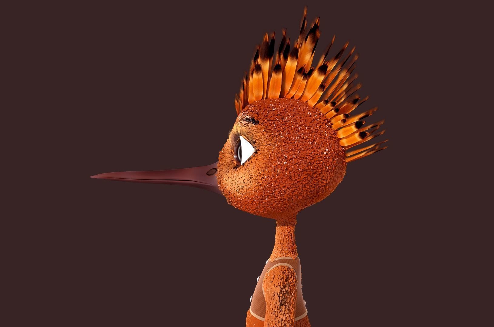 Cartoon Hoopoe Rigged 3D model_16