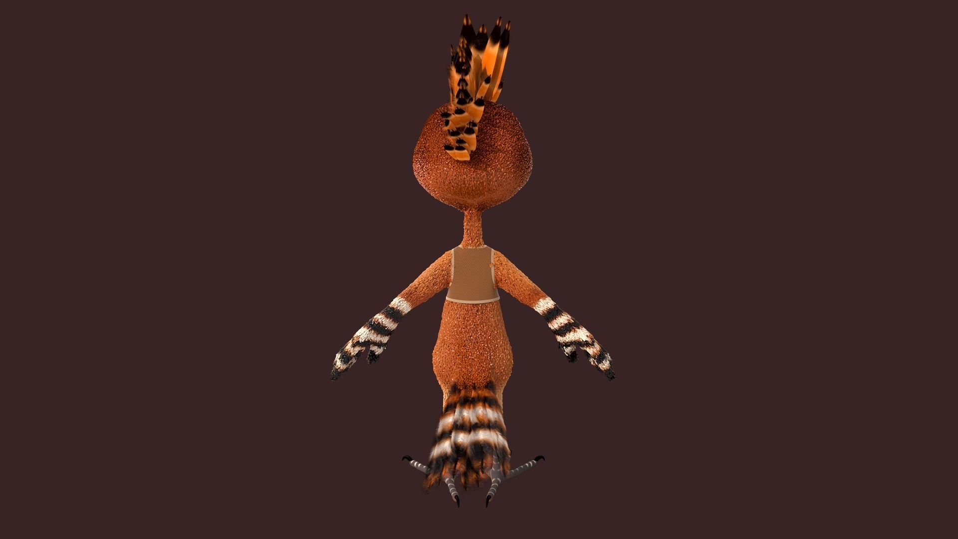 Cartoon Hoopoe Rigged 3D model_9