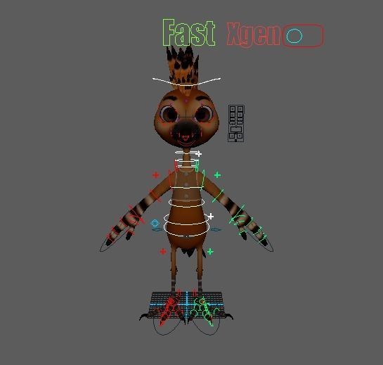 Cartoon Hoopoe Rigged 3D model_29