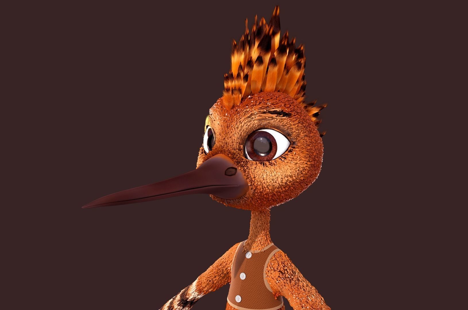 Cartoon Hoopoe Rigged 3D model_17