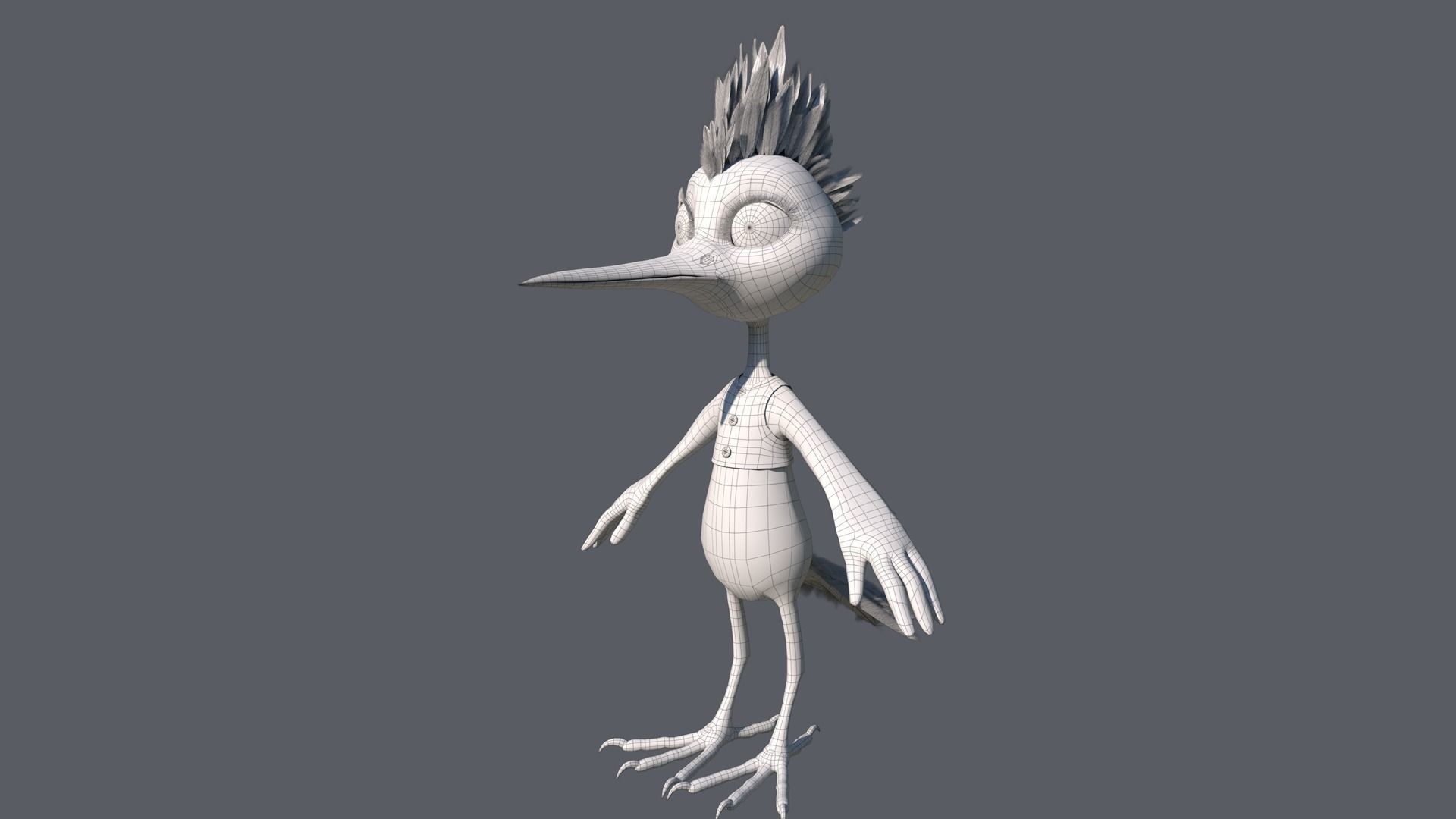 Cartoon Hoopoe Rigged 3D model_24