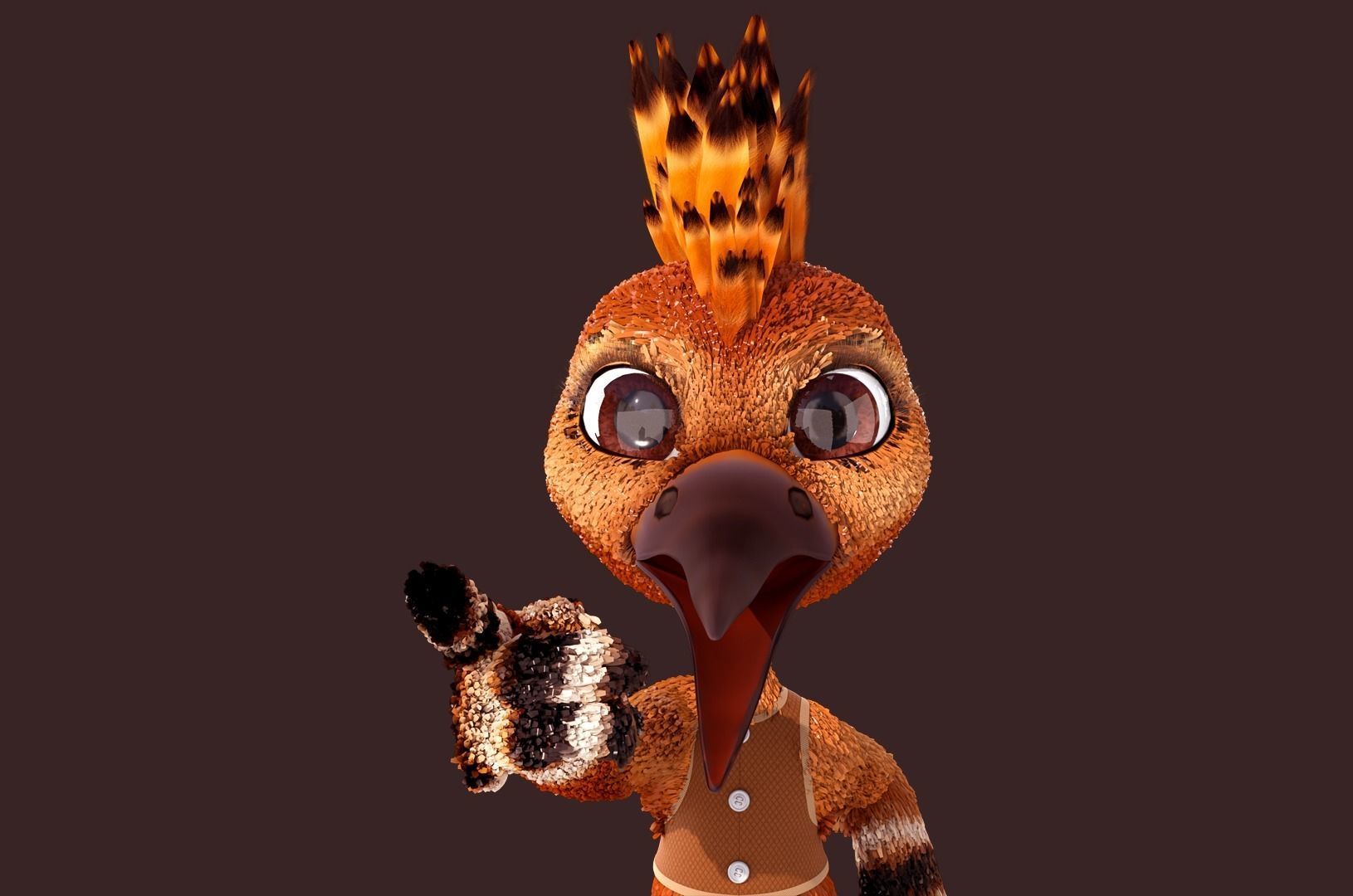 Cartoon Hoopoe Rigged 3D model_3