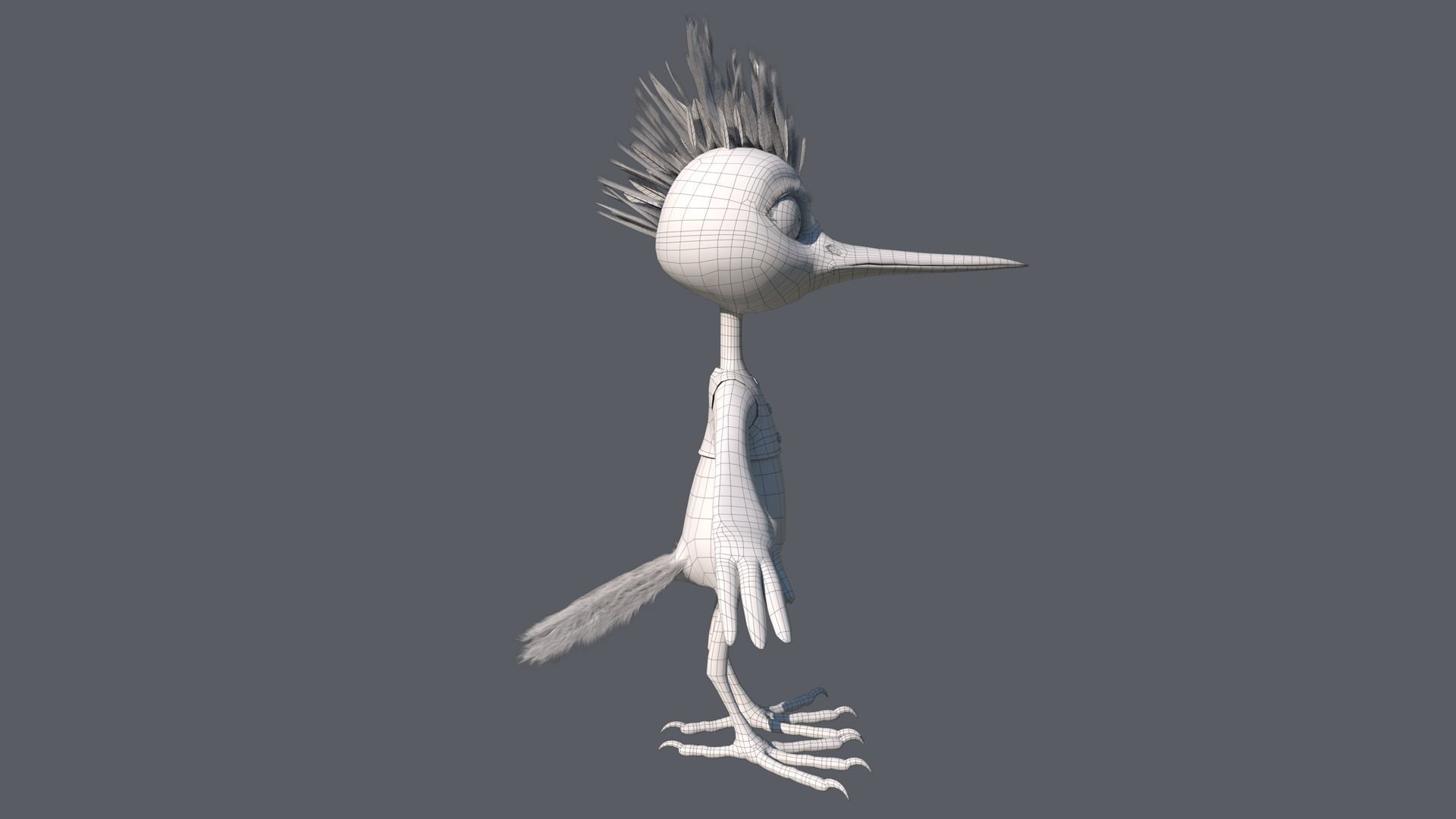 Cartoon Hoopoe Rigged 3D model_21