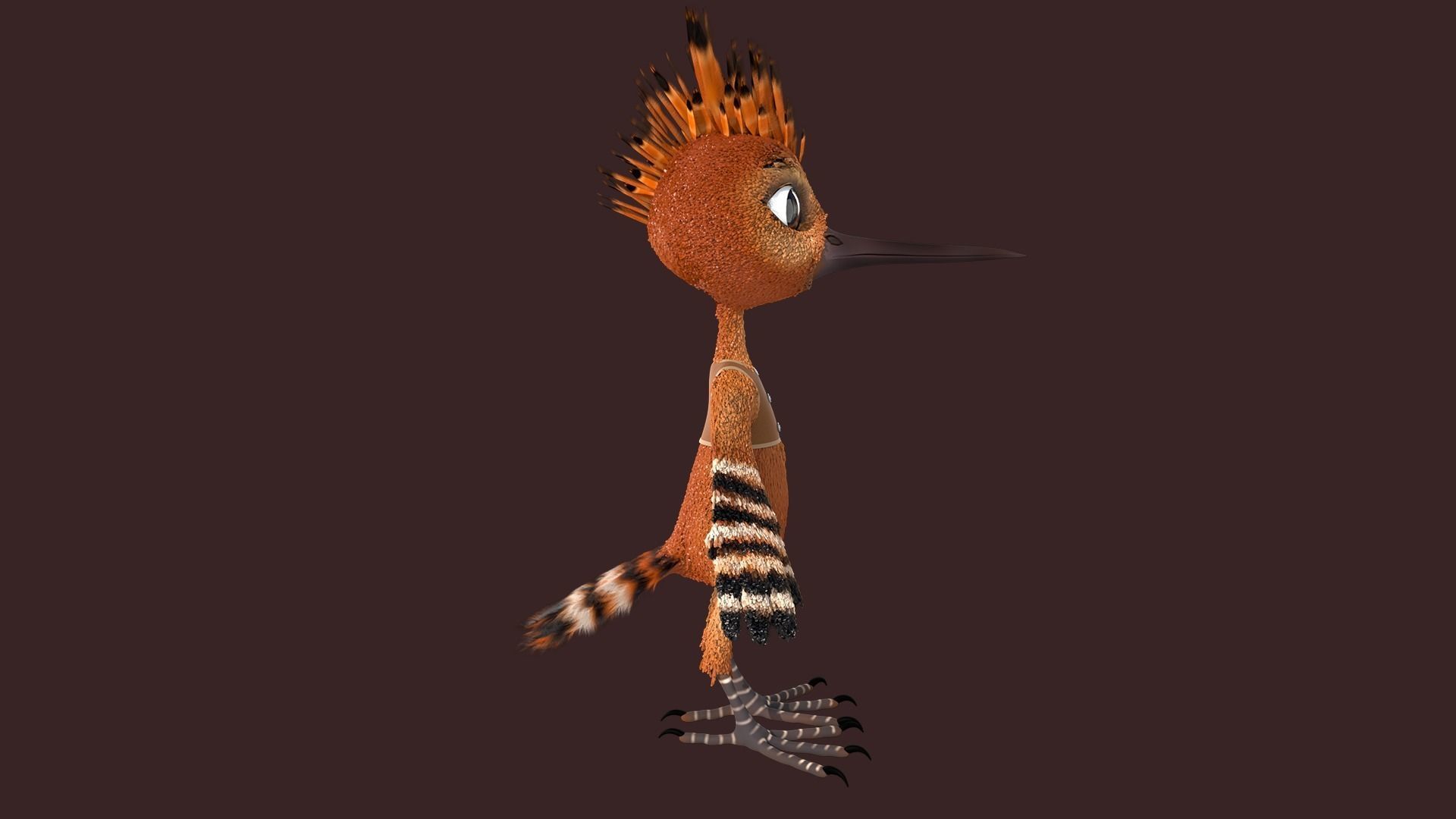 Cartoon Hoopoe Rigged 3D model_7