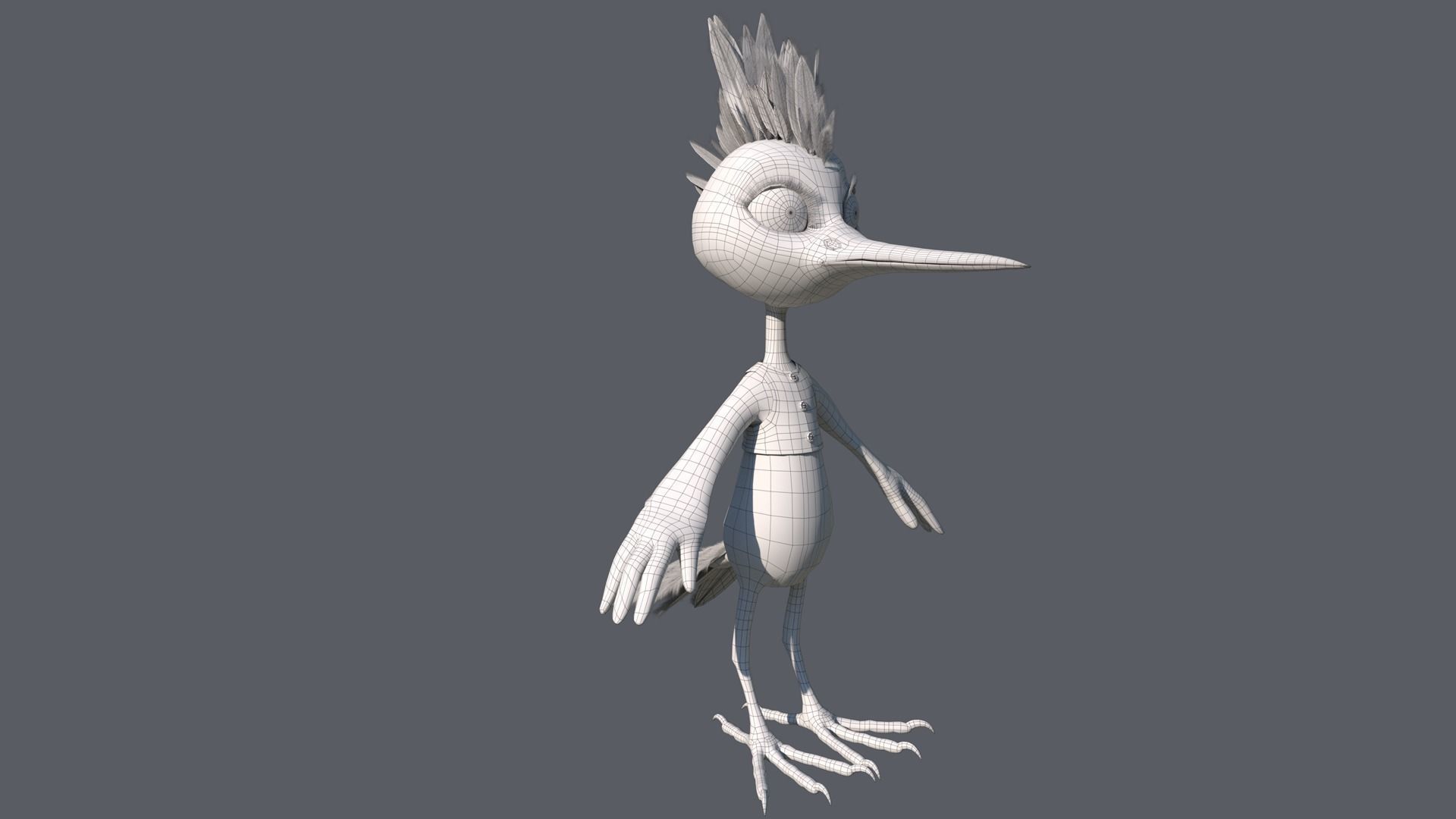 Cartoon Hoopoe Rigged 3D model_20