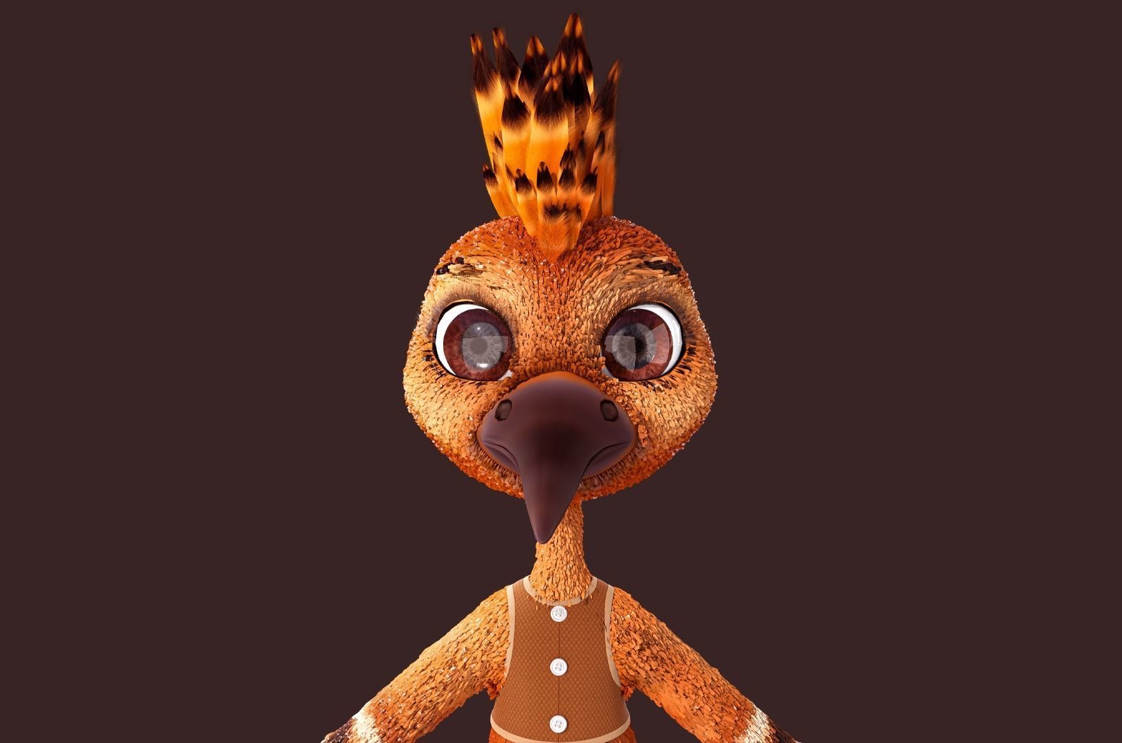 Cartoon Hoopoe Rigged 3D model_11